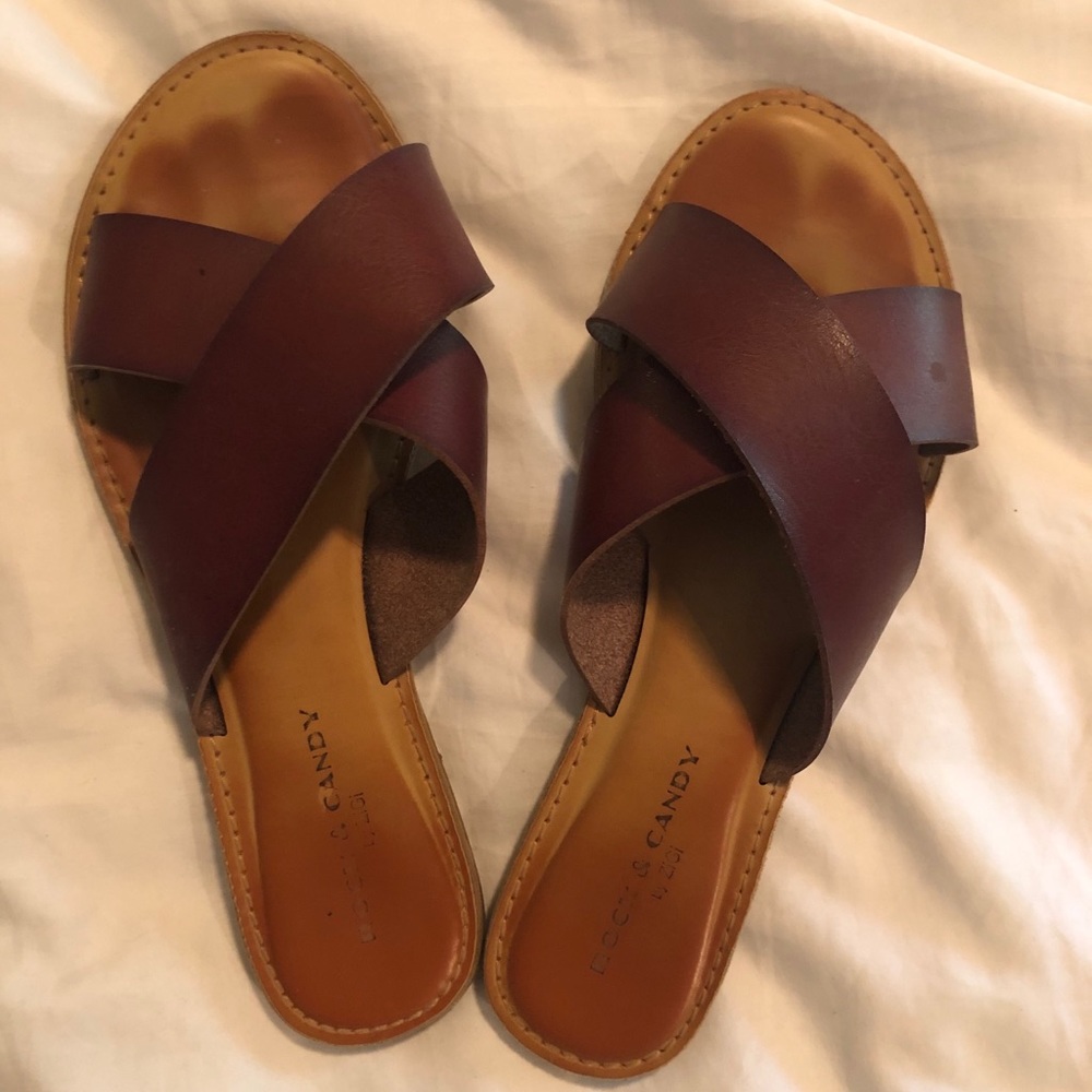 Brown Leather Slides size 7
